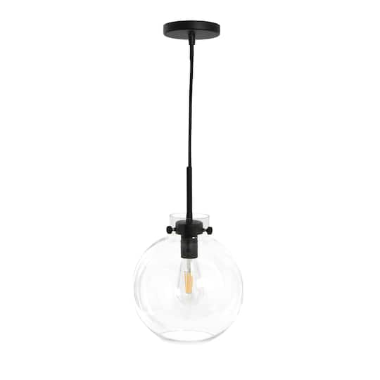 Hello Honey® Robert Stevenson Lighting Marson 15" Clear Glass & Matte Black Metal Ceiling Light